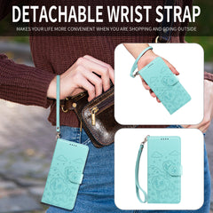 For Samsung Galaxy S25 FE Case RFID Blocking Imprinted Dog Pattern PU Leather Phone Cover with Wrist Strap