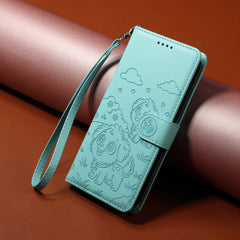 For Samsung Galaxy S25 FE Case RFID Blocking Imprinted Dog Pattern PU Leather Phone Cover with Wrist Strap