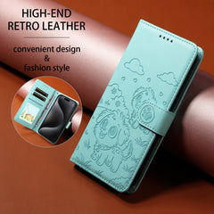 For Samsung Galaxy S25 FE Case RFID Blocking Imprinted Dog Pattern PU Leather Phone Cover with Wrist Strap