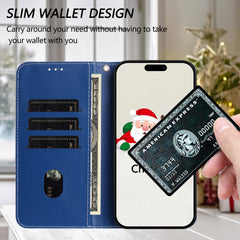 For Samsung Galaxy S25 Ultra Wallet Case Christmas Pattern Printing Leather Phone Cover with Lanyard