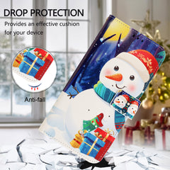 For Samsung Galaxy S25 Ultra Wallet Case Christmas Pattern Printing Leather Phone Cover with Lanyard