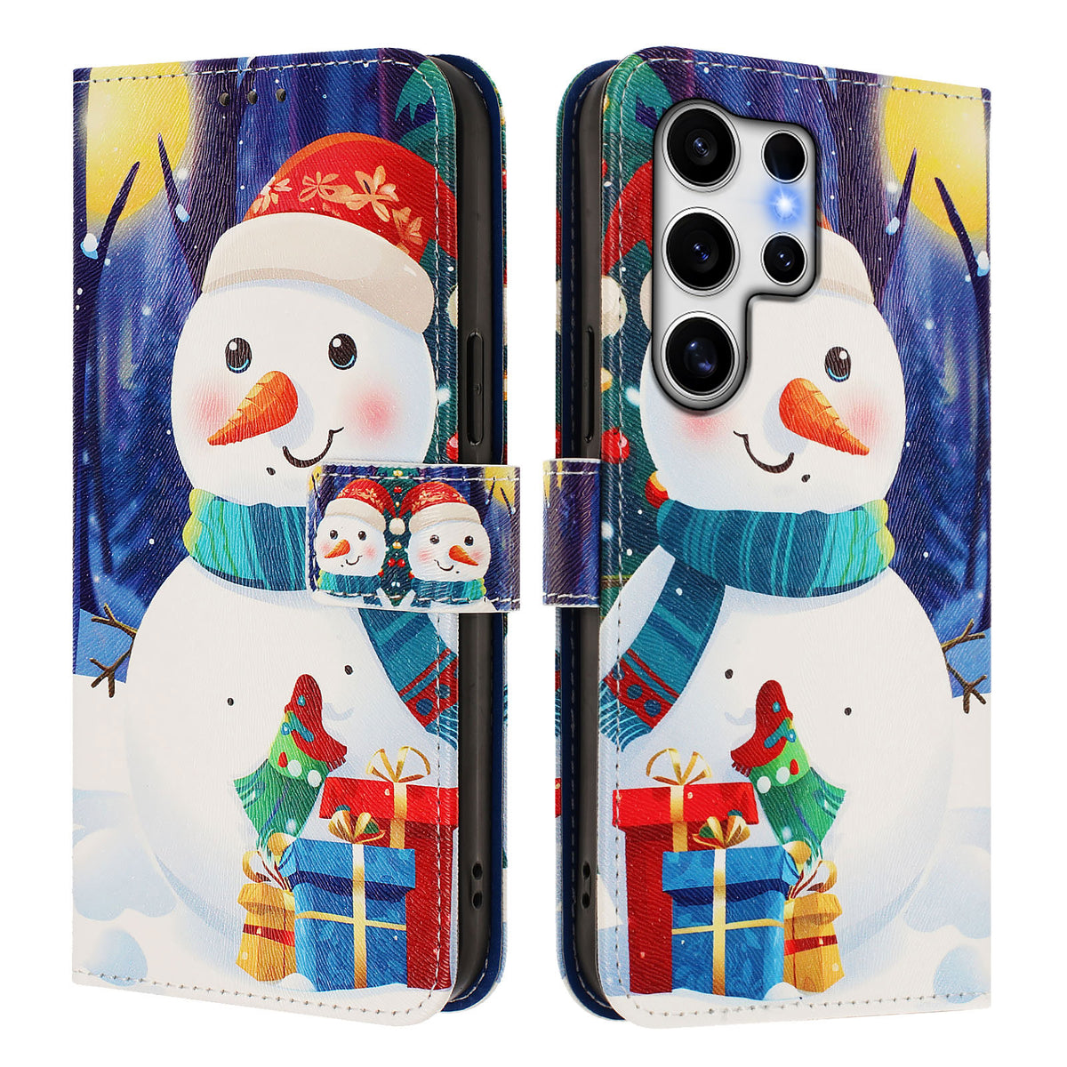 For Samsung Galaxy S25 Ultra Wallet Case Christmas Pattern Printing Leather Phone Cover with Lanyard - TechGearPal
