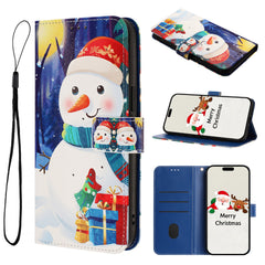 For Samsung Galaxy S25 Ultra Wallet Case Christmas Pattern Printing Leather Phone Cover with Lanyard