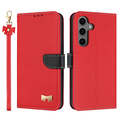 For Samsung Galaxy S25 FE Case Bowknot Decor Wallet Leather Phone Cover with Wrist Strap