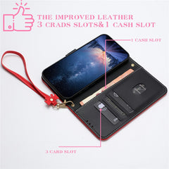 For Samsung Galaxy S25 FE Case Bowknot Decor Wallet Leather Phone Cover with Wrist Strap