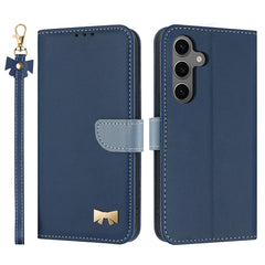 For Samsung Galaxy S25 FE Case Bowknot Decor Wallet Leather Phone Cover with Wrist Strap
