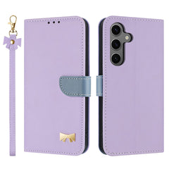 For Samsung Galaxy S25 FE Case Bowknot Decor Wallet Leather Phone Cover with Wrist Strap
