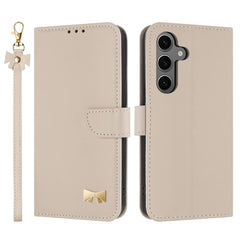 For Samsung Galaxy S25 FE Case Bowknot Decor Wallet Leather Phone Cover with Wrist Strap