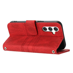 For Samsung Galaxy S25 FE Case Wallet Skin-Touch Leather Imprinted Phone Cover with Wrist Strap