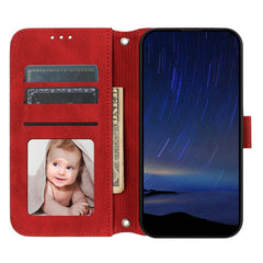 For Samsung Galaxy S25 FE Case Wallet Skin-Touch Leather Imprinted Phone Cover with Wrist Strap
