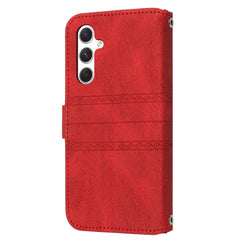For Samsung Galaxy S25 FE Case Wallet Skin-Touch Leather Imprinted Phone Cover with Wrist Strap