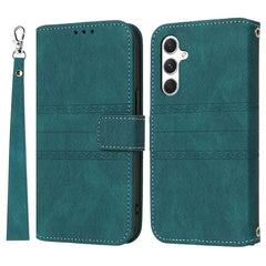 For Samsung Galaxy S25 FE Case Wallet Skin-Touch Leather Imprinted Phone Cover with Wrist Strap
