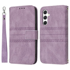 For Samsung Galaxy S25 FE Case Wallet Skin-Touch Leather Imprinted Phone Cover with Wrist Strap