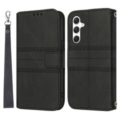 For Samsung Galaxy S25 FE Case Wallet Skin-Touch Leather Imprinted Phone Cover with Wrist Strap