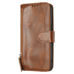 For Samsung Galaxy S25 FE Case Zipper Pocket Wallet Leather Phone Cover with Wrist Strap