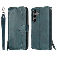 For Samsung Galaxy S25 FE Case Zipper Pocket Wallet Leather Phone Cover with Wrist Strap