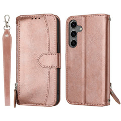 For Samsung Galaxy S25 FE Case Zipper Pocket Wallet Leather Phone Cover with Wrist Strap