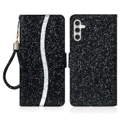 For Samsung Galaxy S25 FE Case PU Leather Wallet Card Slots Glitter Phone Cover
