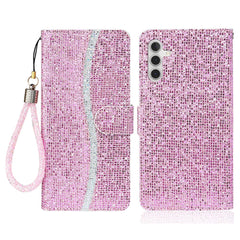 For Samsung Galaxy S25 FE Case PU Leather Wallet Card Slots Glitter Phone Cover