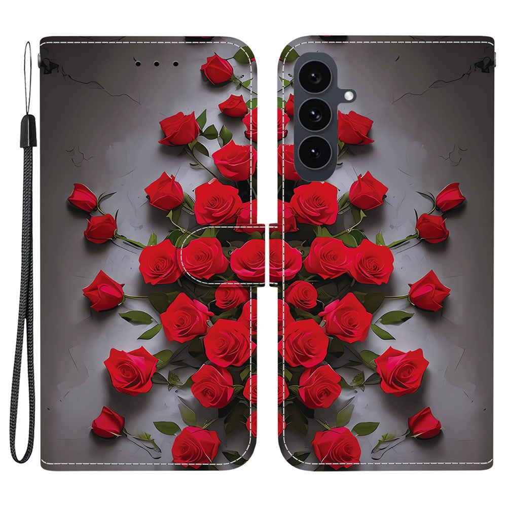 Étui portefeuille en cuir avec dragonne pour Samsung Galaxy S25 FE 