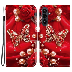 For Samsung Galaxy S25 FE Leather Case Stand Wallet Pattern Printing Phone Cover with Wrist Strap