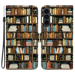 For Samsung Galaxy S25 FE Leather Case Stand Wallet Pattern Printing Phone Cover with Wrist Strap