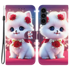 For Samsung Galaxy S25 FE Leather Case Stand Wallet Pattern Printing Phone Cover with Wrist Strap