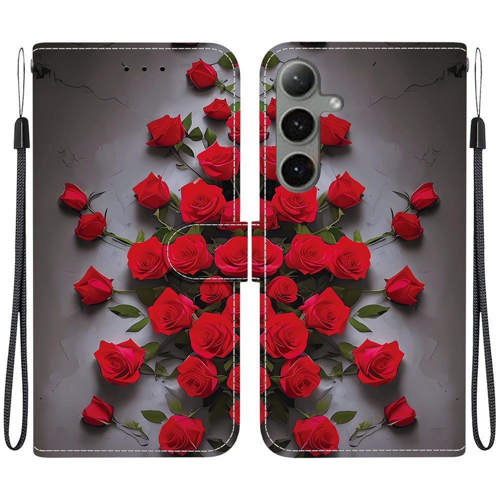 Étui portefeuille en cuir avec dragonne pour Samsung Galaxy S25/S24 