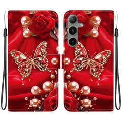 For Samsung Galaxy S25  /  S24 Leather Case Stand Wallet Pattern Printing Phone Cover with Wrist Strap