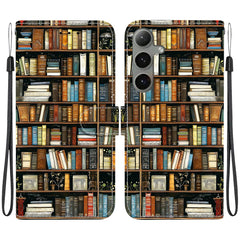 For Samsung Galaxy S25  /  S24 Leather Case Stand Wallet Pattern Printing Phone Cover with Wrist Strap