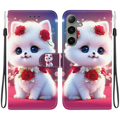For Samsung Galaxy S25  /  S24 Leather Case Stand Wallet Pattern Printing Phone Cover with Wrist Strap