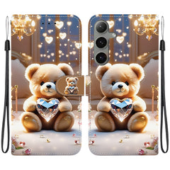 For Samsung Galaxy S25  /  S24 Leather Case Stand Wallet Pattern Printing Phone Cover with Wrist Strap