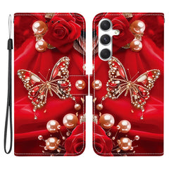 For Samsung Galaxy S25+  /  S24+ Leather Case Stand Wallet Pattern Printing Phone Cover with Wrist Strap