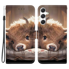 For Samsung Galaxy S25+  /  S24+ Leather Case Stand Wallet Pattern Printing Phone Cover with Wrist Strap