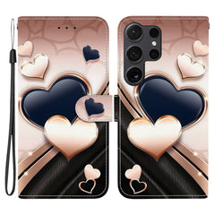 For Samsung Galaxy S25 Ultra Leather Case Stand Wallet Pattern Printing Phone Cover with Wrist Strap