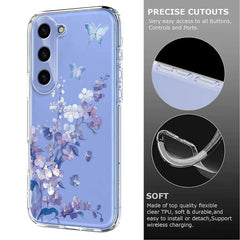 For Samsung Galaxy S24 Case Butterfly Floral Pattern Printing TPU Phone Back Cover