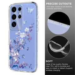 For Samsung Galaxy S25 Ultra Case Butterfly Floral Pattern Printing TPU Phone Back Cover