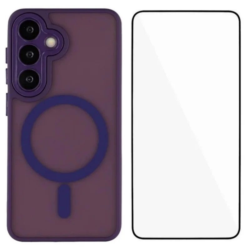 For Samsung Galaxy S25 FE Case Compatible with MagSafe WANLONFENG QB Series PC TPU Phone Cover with Screen Film