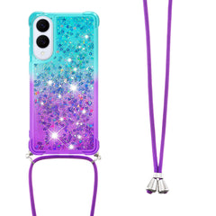 For Samsung Galaxy S25 Edge Phone Case Gradient Quicksand TPU Back Cover with Long Strap
