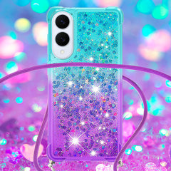 For Samsung Galaxy S25 Edge Phone Case Gradient Quicksand TPU Back Cover with Long Strap