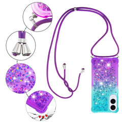 For Samsung Galaxy S25 Edge Phone Case Gradient Quicksand TPU Back Cover with Long Strap
