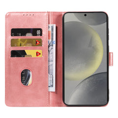 For Samsung Galaxy S24+ Case with 2Pcs Tempered Glass WANLONFENG WN Series Calf Texture Leather Phone Cover Big Cutouts