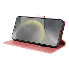 For Samsung Galaxy S24+ Case with 2Pcs Tempered Glass WANLONFENG WN Series Calf Texture Leather Phone Cover Big Cutouts