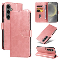 Coque pour Samsung Galaxy S24 avec 2 verres trempés WANLONFENG WN Series, coque en cuir de veau texturé, grandes découpes