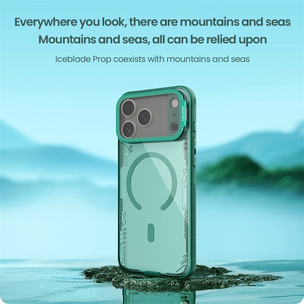 NILLKIN Iceblade CamProp iPhone 17 Pro Max Case | PC+TPU | Magnetic Kickstand with Clear Lens Cover - TechGearPal