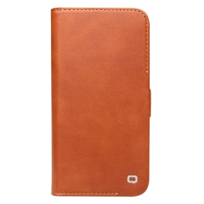 QIALINO For iPhone 14 Plus Anti-Drop Business Style Magnetic Closure Genuine Leather Flip Cover Wallet Stand Phone Cas - TechGearPal