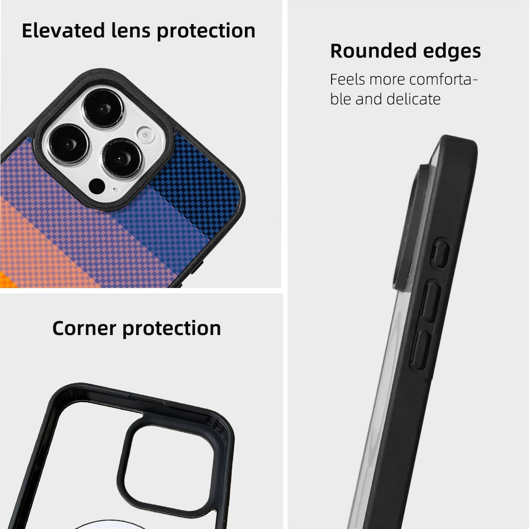 EYCASE For iPhone 16 Pro Max Magnetic Case  Kevlar Series UV Printed Black Edge TPU Acrylic Phone Cover - TechGearPal