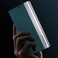 For Samsung Galaxy S23 Ultra Electroplating PU Leather Phone Stand Cover Auto Adsorption Anti-drop Case