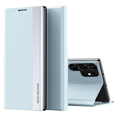 For Samsung Galaxy S23 Ultra Electroplating PU Leather Phone Stand Cover Auto Adsorption Anti-drop Case