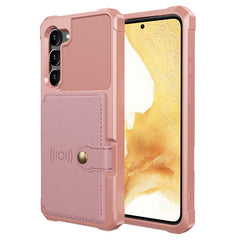 ZM03 Kickstand Card Holder Phone Case for Samsung Galaxy S23, PU Leather Coated TPU Protective Cover Fits Magnetic Car Mount